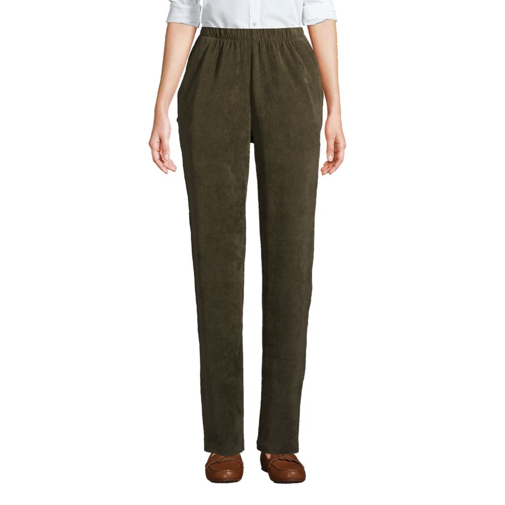 Women's Sport Knit High Rise Corduroy Elastic Waist Pants | Lands' End