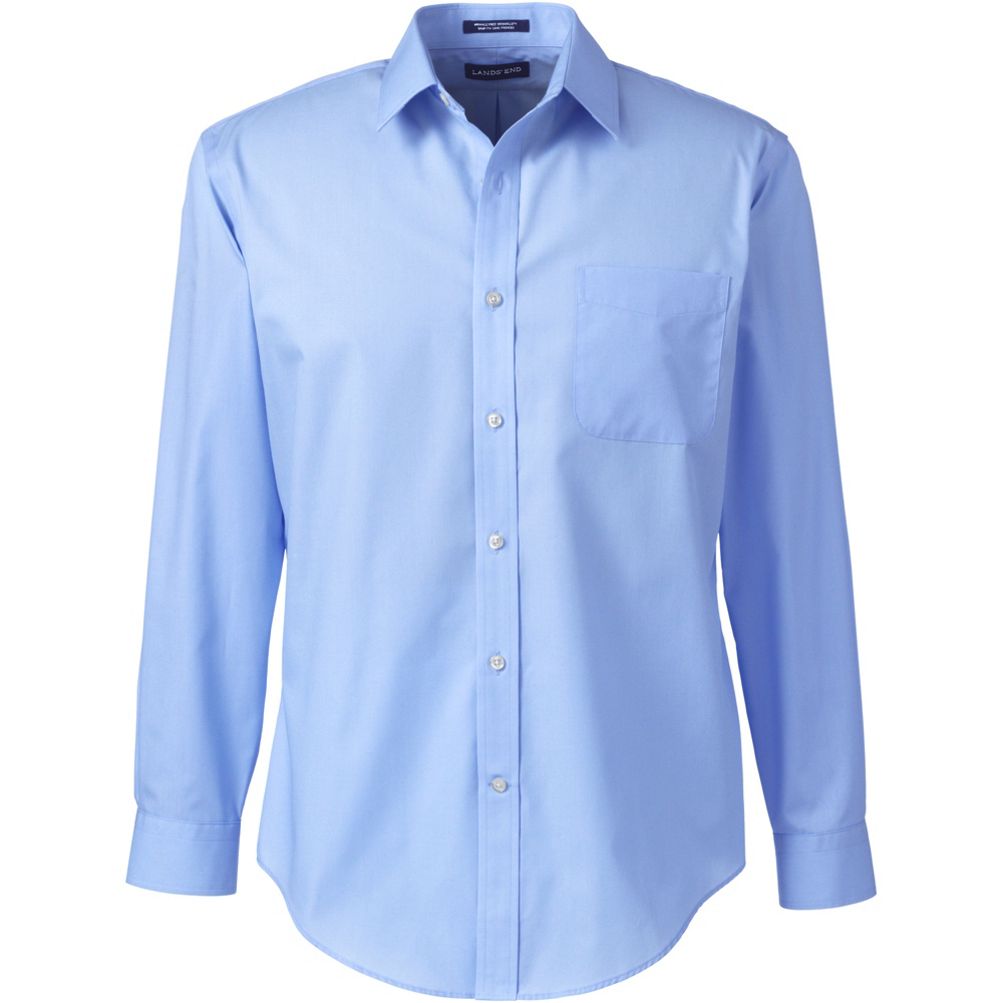 Men's Long Sleeve Tailored Straight Collar Broadcloth Dress Shirt