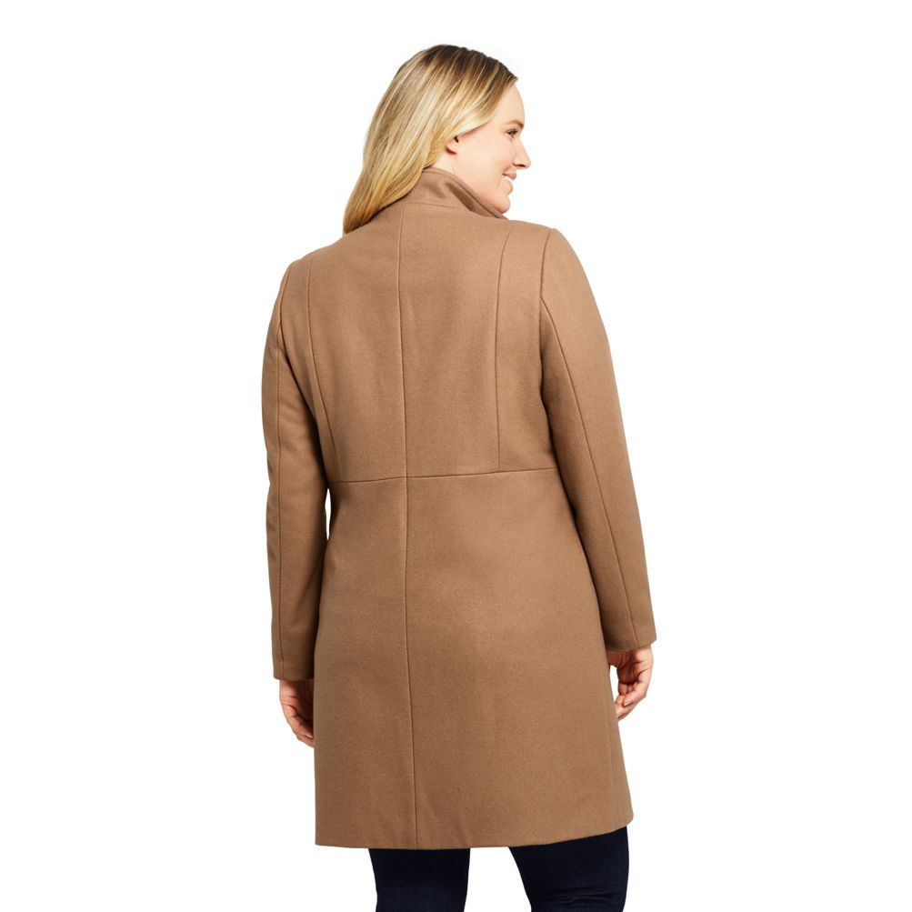 Women's Plus Size Petite Fit and Flare Long Wool Coat | Lands' End