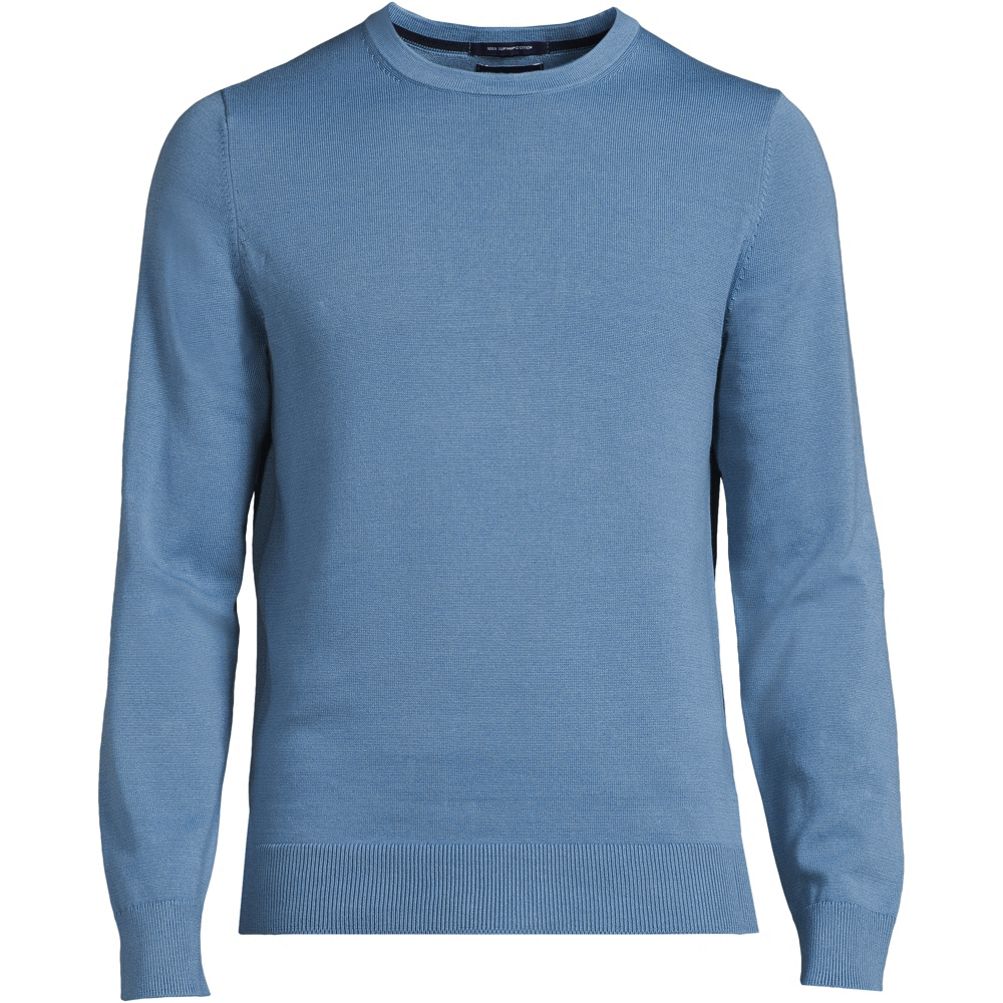 Men's Fine Gauge Cashmere Crewneck Sweater - Lands' End - Green - XL