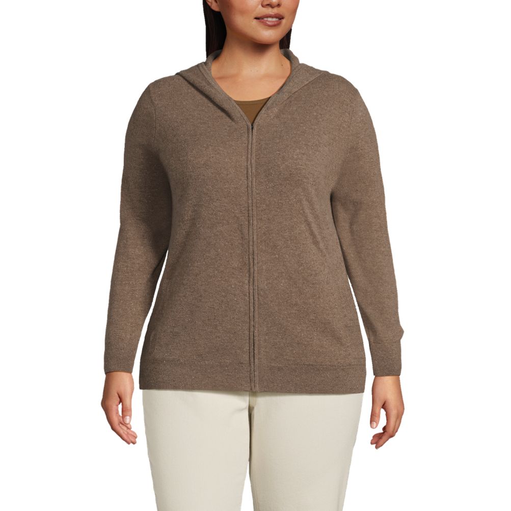 Women's Plus Size Cashmere Front Zip Hoodie Sweater | Lands' End