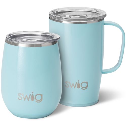 Swig : Shimmer Aquamarine Stemless Wine Cup (14oz)