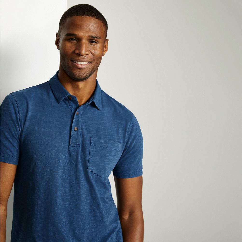 Men's Short Sleeve Slub Pocket Polo | Lands' End